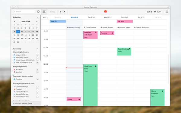 Mac sistemlere yeni bir takvim uygulaması: Sunrise Calendar