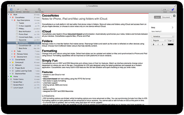 Mac uyumlu yeni not uygulaması: CocoaNotes