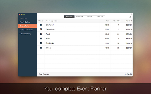 Mac uyumlu yeni etkinlik planlama uygulaması: Event Planner