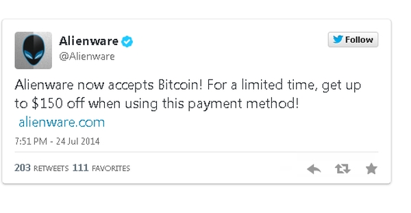 Alienware, Bitcoin ile ödeme yapanlara ekstra indirim sağlıyor