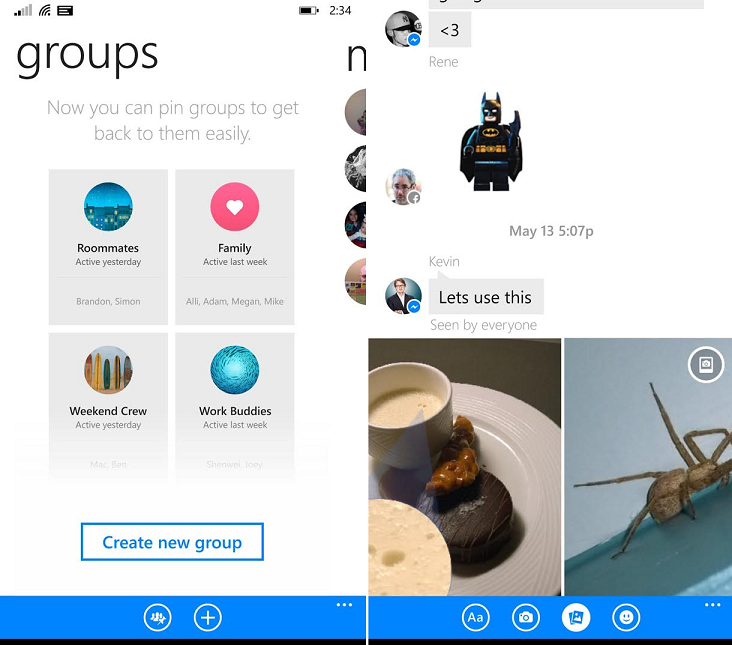 Facebook Messenger, Windows Phone tarafında güncellendi