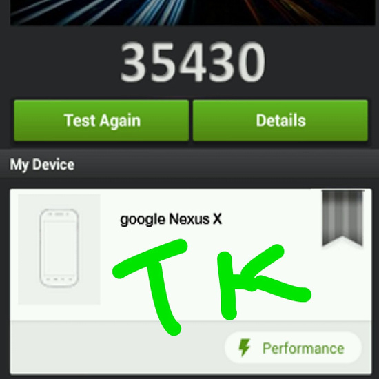 Benchmark skorlarında bu kez Nexus X görünmeye başladı