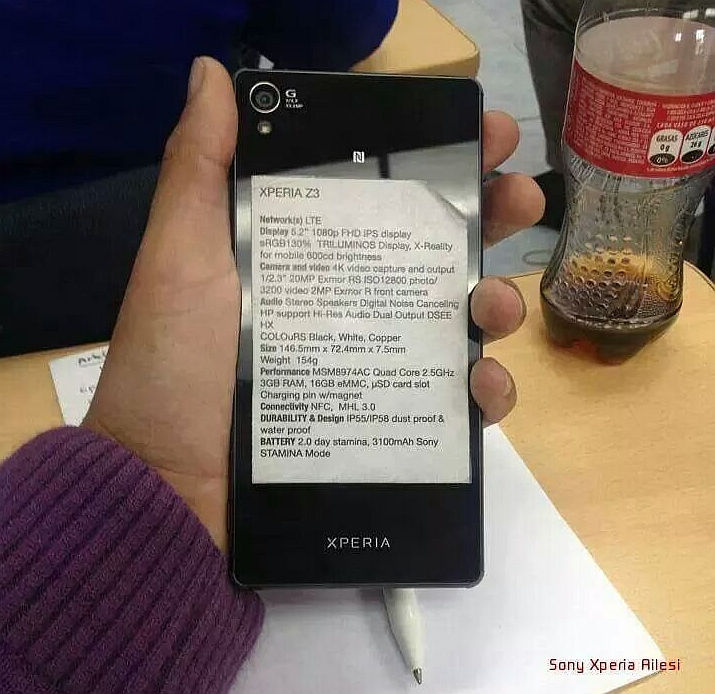 Sony Xperia Z3'ün teknik özellikleri ortaya çıktı
