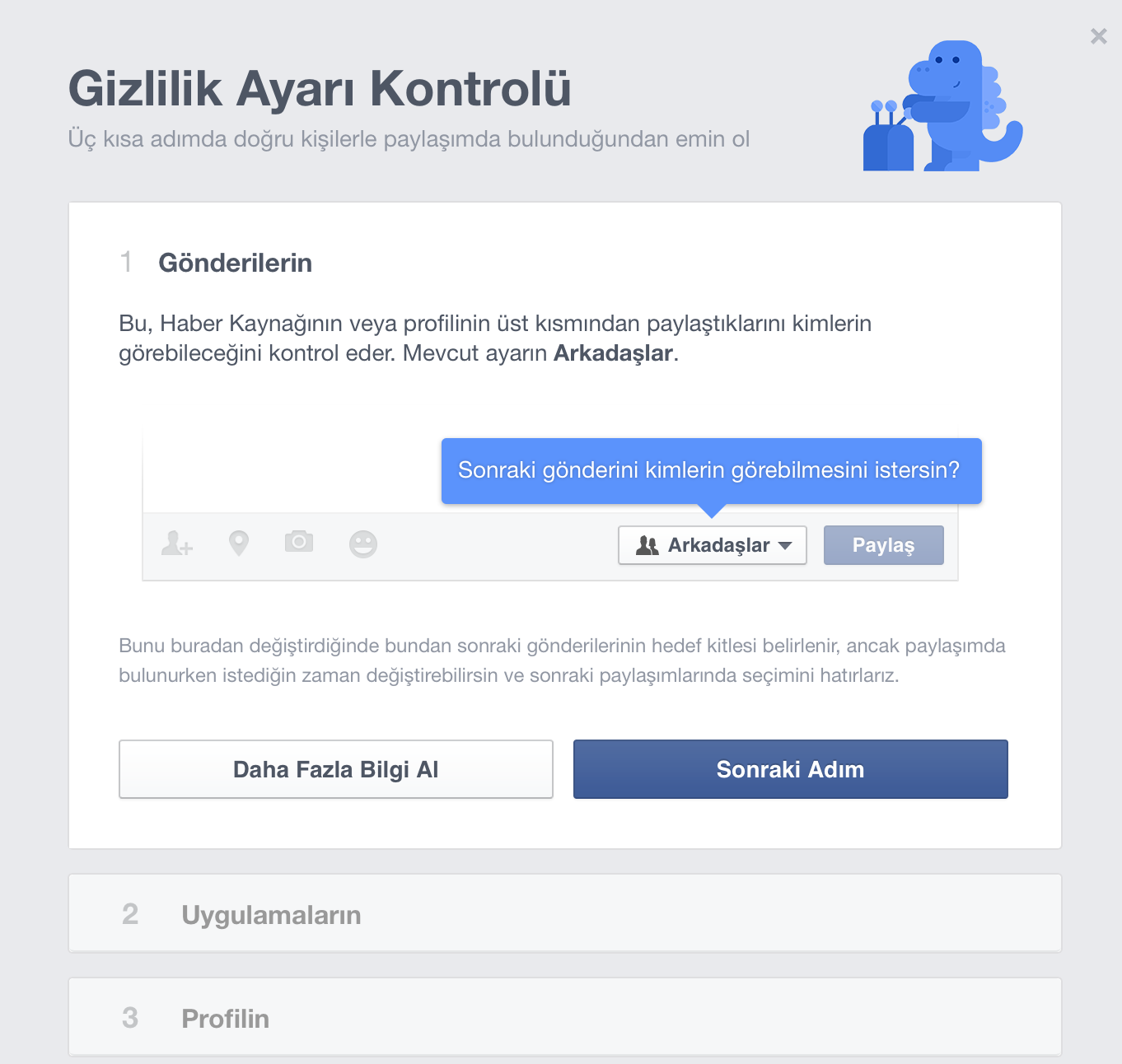 Facebook'a Mavi Dinozor Geldi