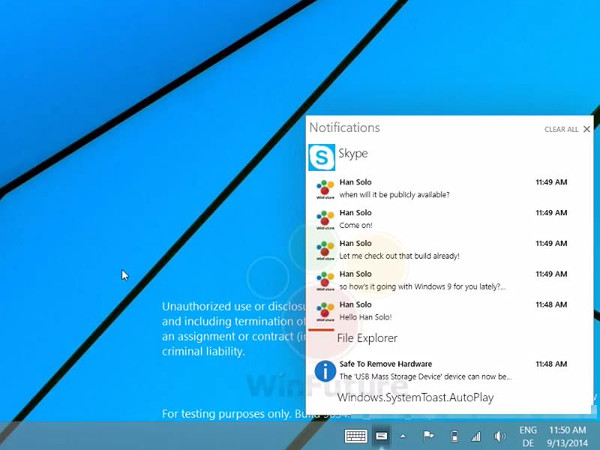 Windows 9 bildirim ekranı ortaya çıktı