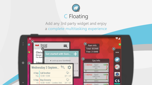 C-Floating ile widget'ler ekranda yüzüyor