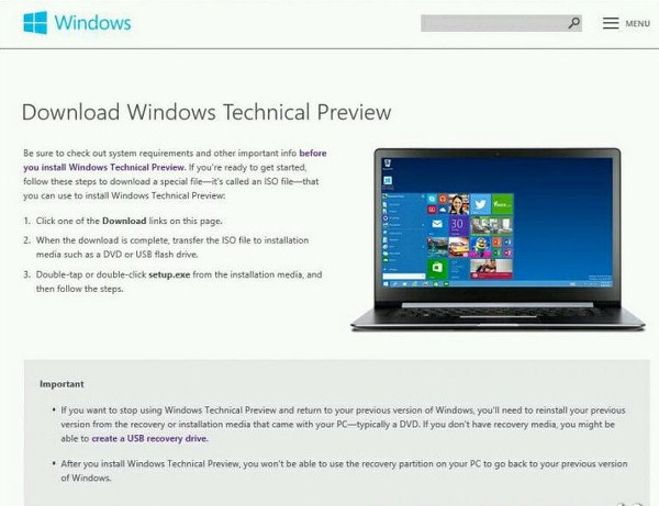 Windows teknik önizleme sürümü internete sızdırıldı
