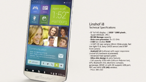 80gb dahili kapasiteye sahip linshof i8