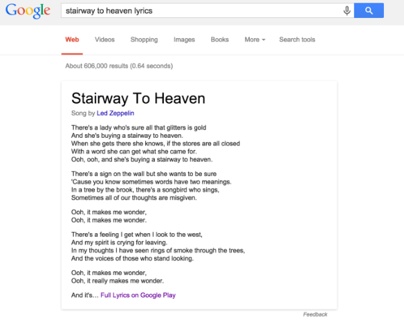 Google, şarkı sözlerini aramaların başında gösterecek bir servis sunmayı planlıyor