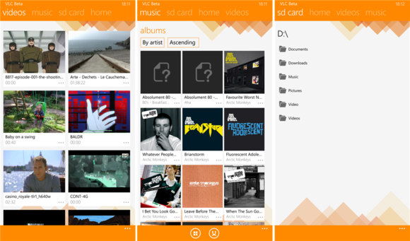 VLC uygulaması beta sürümü ile Windows Phone mağazasında