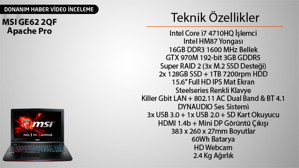 MSI GE62 2QF Apache Pro Oyuncu Bilgisayarı Video İnceleme