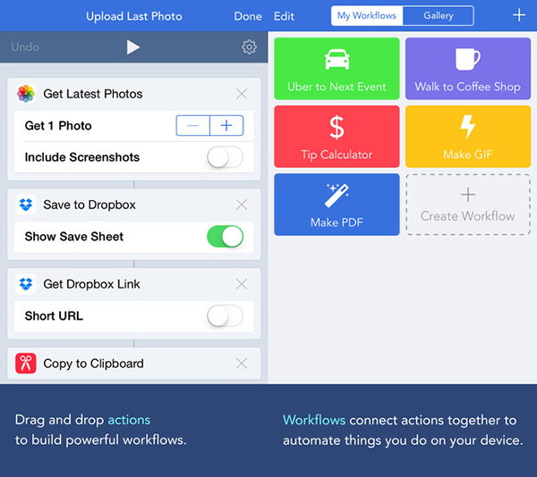 iOS uyumlu kişisel otomasyon uygulaması Workflow, 50 yeni seçeneğe kavuştu