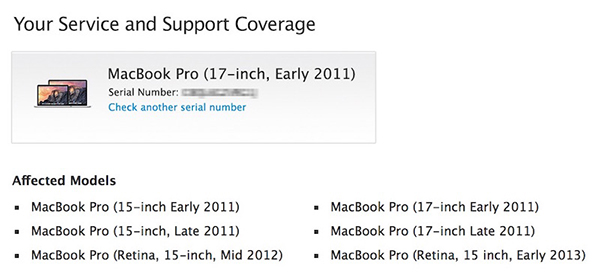 Apple, Şubat 2011 - Şubat 2013 tarihleri arasında satılmış Macbook Pro modelleri için tamir programı başlattı