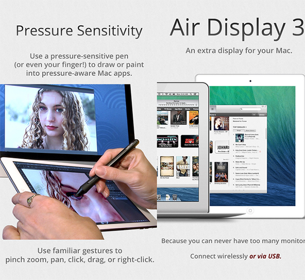iOS cihazları Mac ve Windows bilgisayarlara harici ekran olarak atayan Air Display'ın 3. sürümü yayınlandı