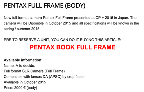 Pentax'ın beklenen tam kare DSLR fotoğraf makinesi Ekim ayında çıkıyor