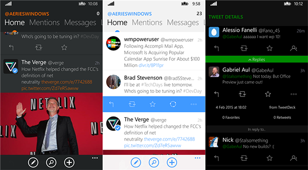 WP 8.1 için uyumlu Twitter istemcisi Aeries güncellendi