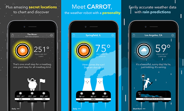 iOS platformuna konuşabilen hava durumu uygulaması: CARROT Weather