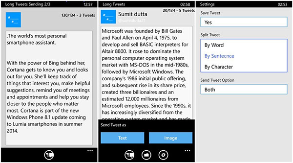 Twitter karakter limitine çözün getiren yeni Windows Phone uygulaması: Long Tweets