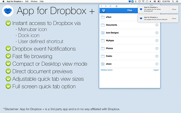 Dropbox odaklı yeni Mac uygulaması: App for Dropbox +