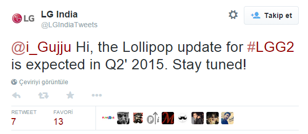 LG G2 Lollipop güncellemesine yılın ikinci çeyreğinde kavuşacak