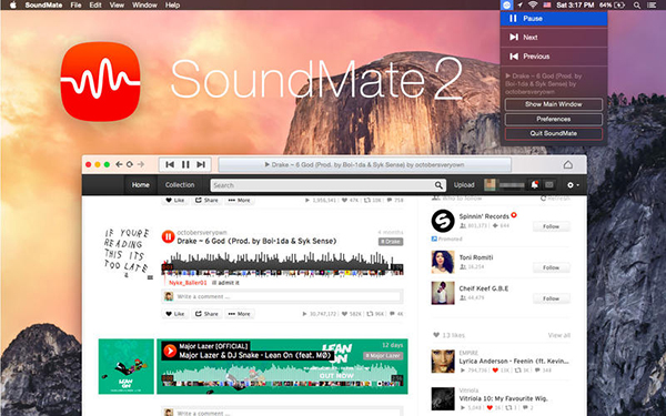 OSX uyumlu SoundCloud istemcisi SoundMate ücretsiz yapıldı