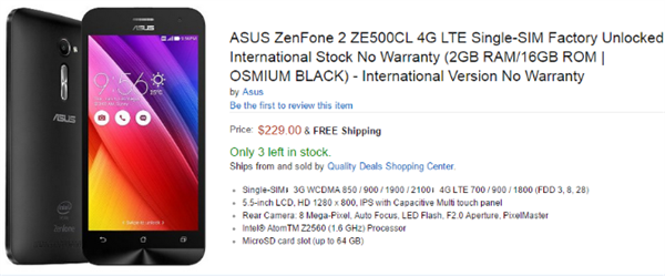 5 inç ekranlı Zenfone 2 modeli Amazon'da listelendi