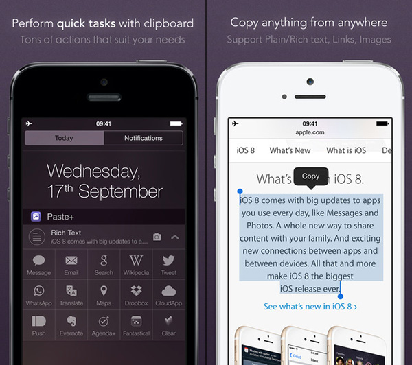 iOS uyumlu pano eklentisi Paste+, iPhone 6 ile 6 Plus desteklerine kavuştu