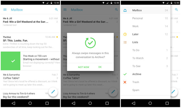 E-Posta istemcisi Mailbox, Android platformunda Material tasarım yapısına geçiş yaptı