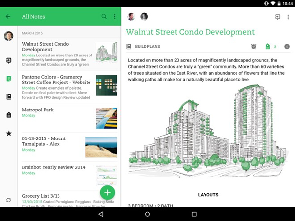 Evernote, Android tarafına gelen yeni güncellemesiyle tablet odaklı geliştirmeler aldı