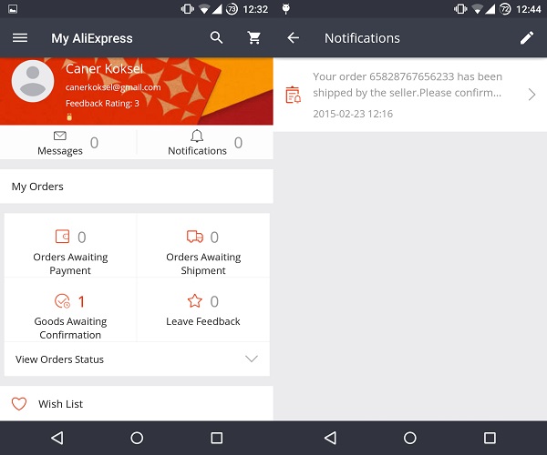 AliExpress Android uygulaması Materyal tasarım anlayışına uygun olarak güncellendi
