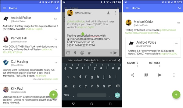 Android için Twitter istemcisi Talon, yeni alıntılama özelliği ile güncellendi