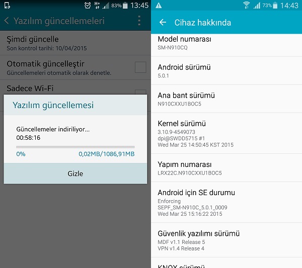 Türkiye'deki Galaxy Note 4 cihazları için Android 5.0 Lollipop güncellemesi yayınlandı