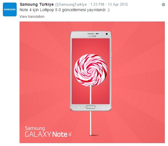 Türkiye'deki Galaxy Note 4 cihazları için Android 5.0 Lollipop güncellemesi yayınlandı