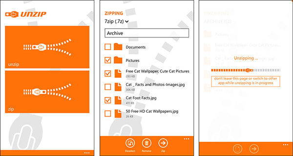 Windows Phone için haftanın ücretsiz uygulaması: Un Zip