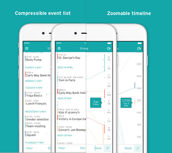 iOS uyumlu yeni takvim uygulaması: Streamline