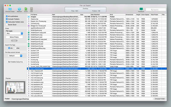Mac uyumlu File List Export uygulaması artık ücretsiz