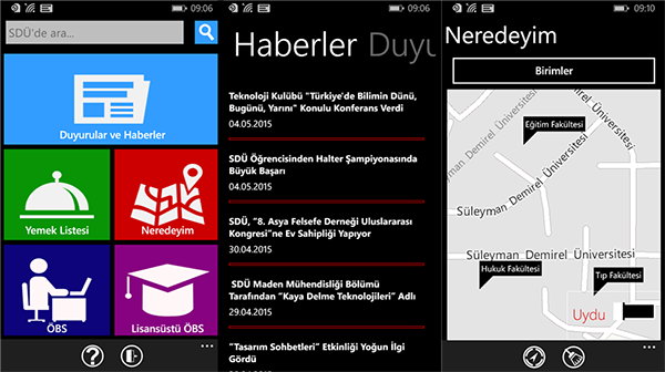 Windows Phone için Süleyman Demirel Üniversitesi uygulaması yayınladı