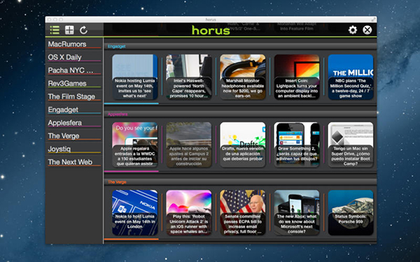 Mac uyumlu RSS uygulaması Horus News Reader artık ücretsiz