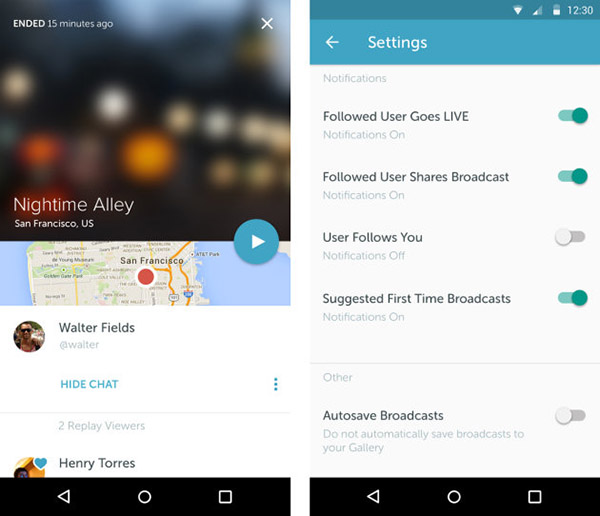 Android için Periscope güncellendi