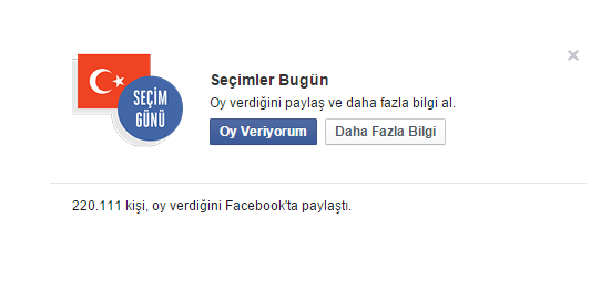 Facebook, Türkiye için 'Oy veriyorum' butonunu etkinleştirdi