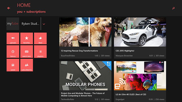 Windows Phone uyumlu YouTube istemcisi MyTube'un Windows 8.1 sürümü yayınladı