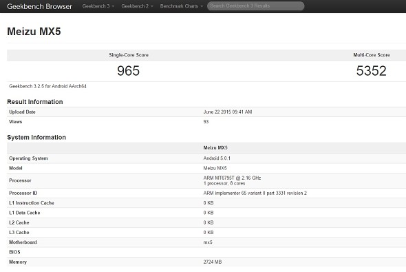 Meizu MX5'in teknik özellikleri benchmark testinde ortaya çıktı