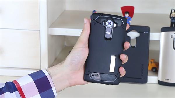 LG G4 için zırhlı kılıflar 'Spigen Slim Armor serisi' video inceleme