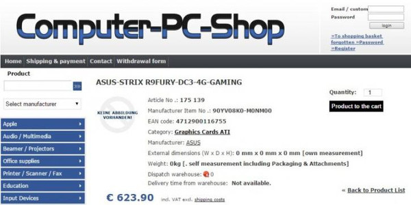 ASUS, DirectCU III soğutuculu Radeon R9 Fury STRIX kartını hazırlıyor