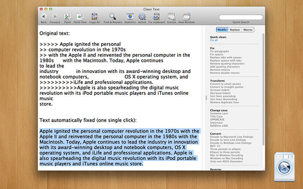 Mac uyumlu Clean Text uygulaması indirime girdi