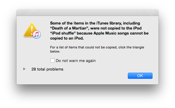 iPod nano ve shuffle modellerinde Apple Music çevrimdışı oynatma listelerinin senkronizasyonu engelleniyor