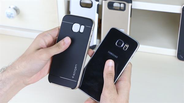 Samsung Galaxy S6 için metal zırh desteği 'Spigen Armor serisi kılıflar' video inceleme