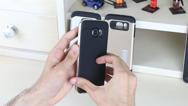 Samsung Galaxy S6 için metal zırh desteği 'Spigen Armor serisi kılıflar' video inceleme