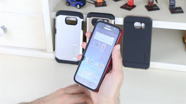 Samsung Galaxy S6 için metal zırh desteği 'Spigen Armor serisi kılıflar' video inceleme