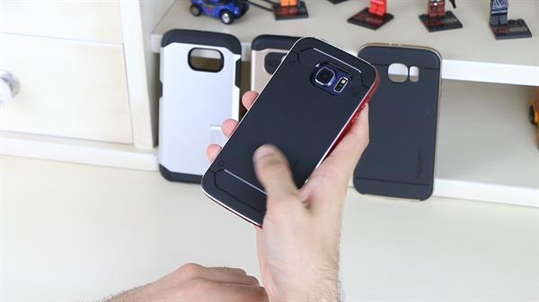 Samsung Galaxy S6 için metal zırh desteği 'Spigen Armor serisi kılıflar' video inceleme